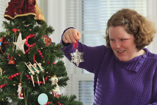Women with IDD decorating Christmas tree