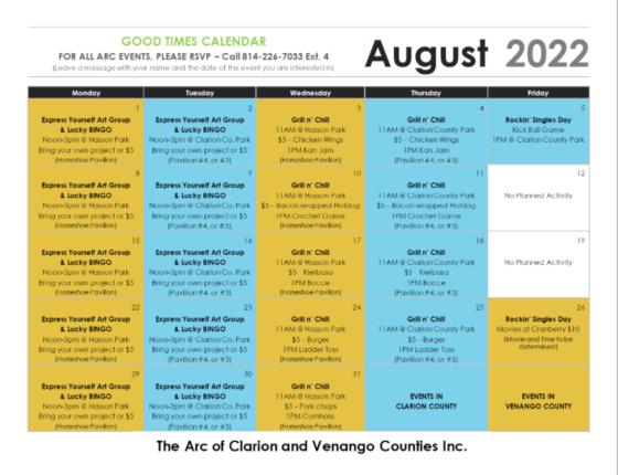 Preview of The Good Times Arc August Calendar 2022