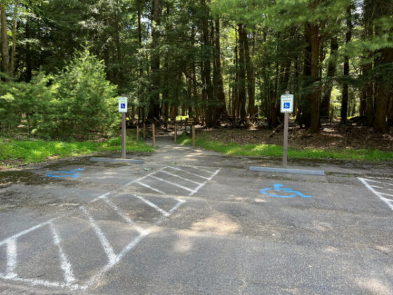 Handicap parking near trail entrance photo by author, Denise Quinn